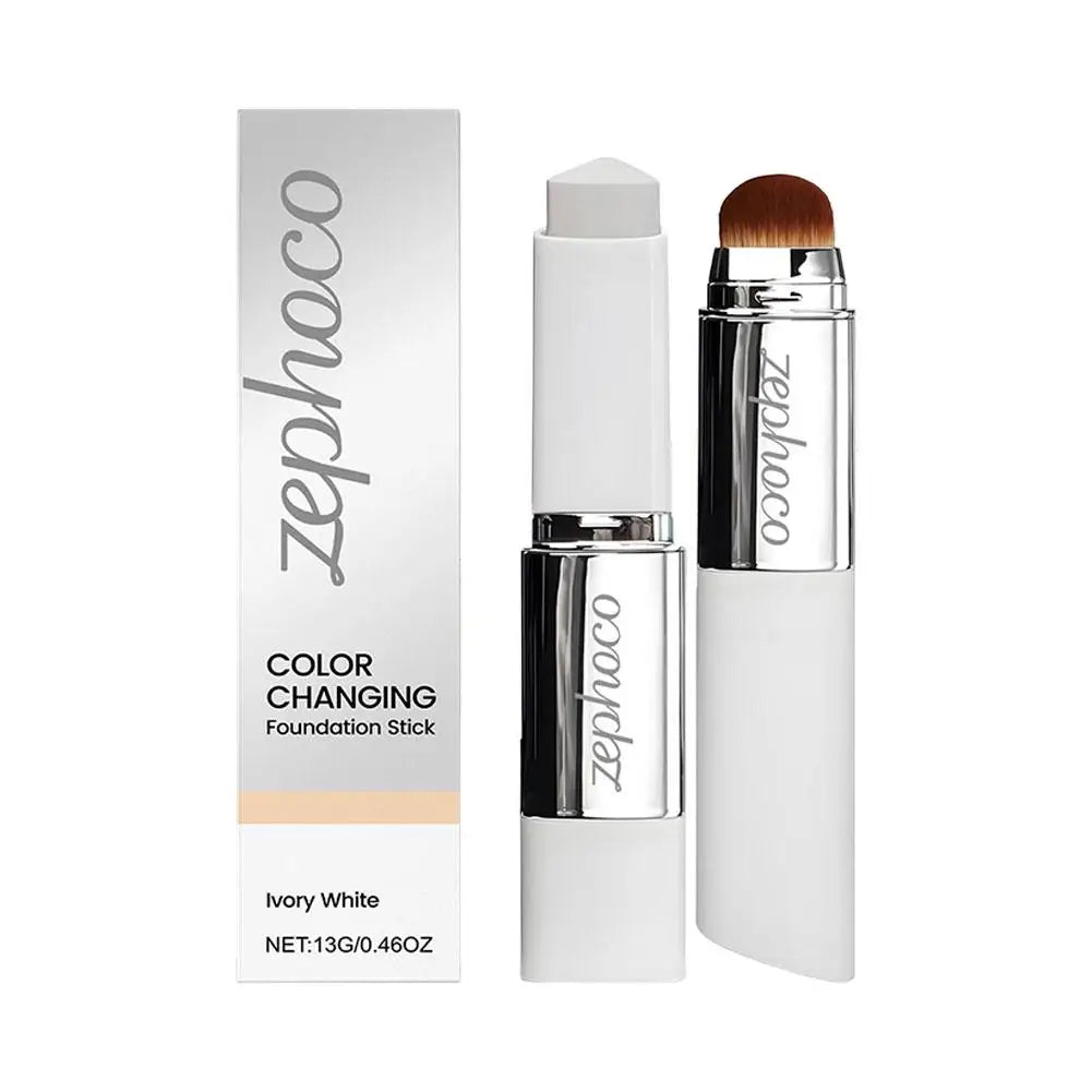 2-in-1 Color Changing Foundation Make-up Stick Double-head Concealer Stick With Brush Brightening Matt Light Foundation Makeup