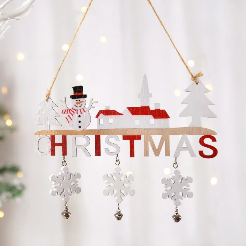 Christmas Wooden Decorations Wall Porch Letter Pendant Snowman Hang Up Creative Decorative Crafts