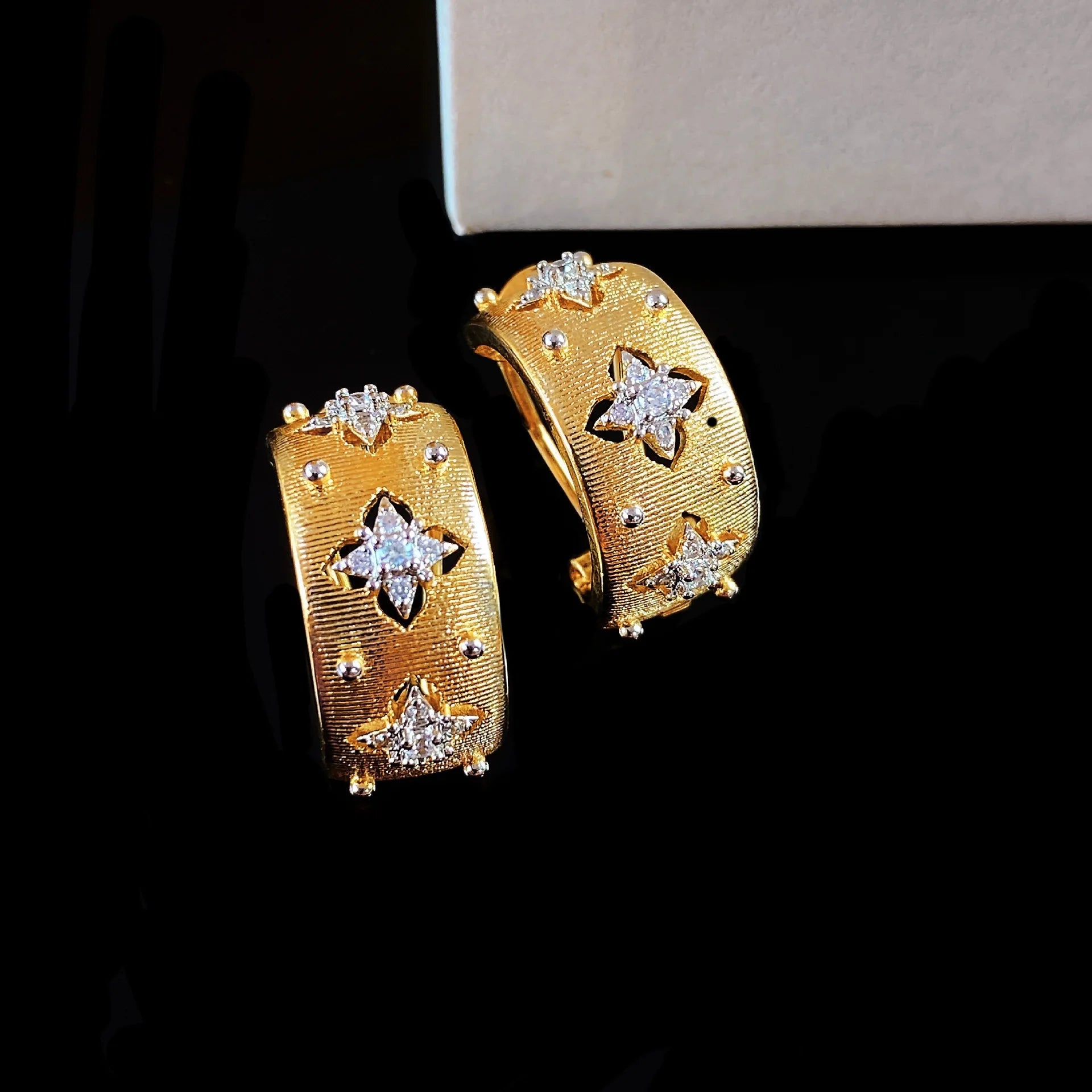 Italian handmade brushed court style two-color gold craft cloth home ring real gold electroplated earrings necklace bracelet wom