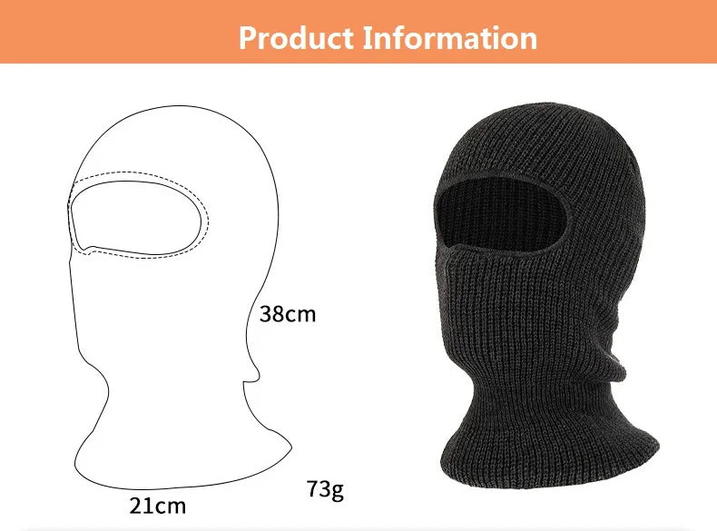 Winter One Hole Ski Hat Outdoor Windproof Over Knit Hat Acrylic Balaclava Ski Mask For Men Women