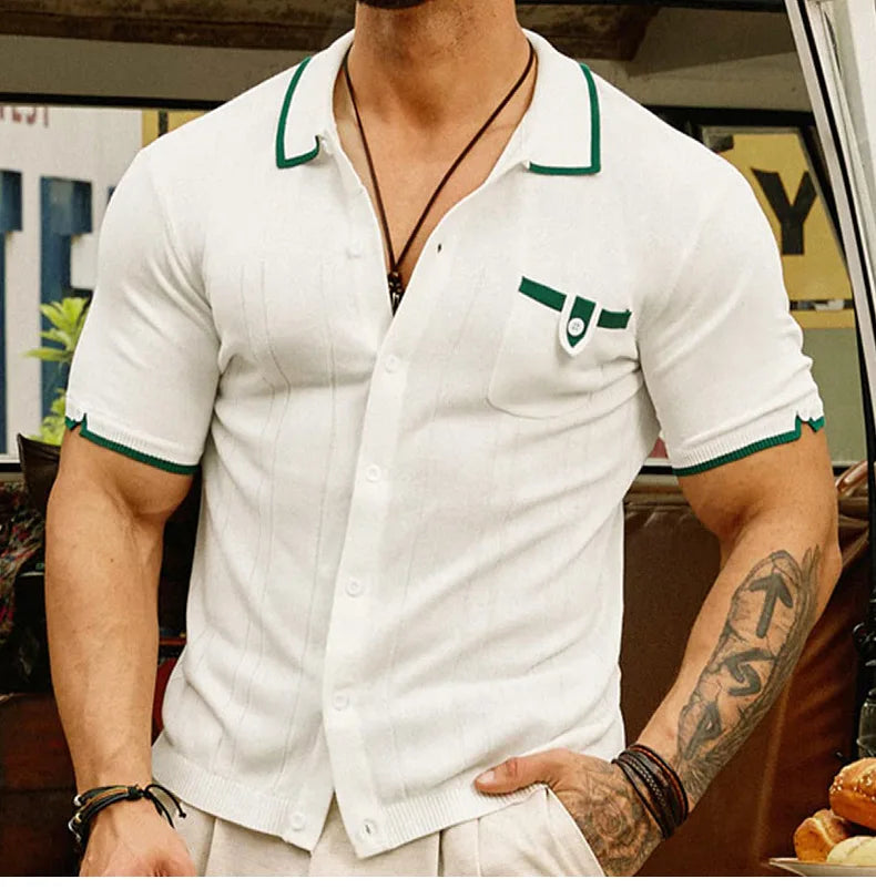 High-quality Knitted Shirts for Men, Business Casual Tops,Skin-friendly Soft  Breathable Shirts, Light Luxury Commuting Clothing