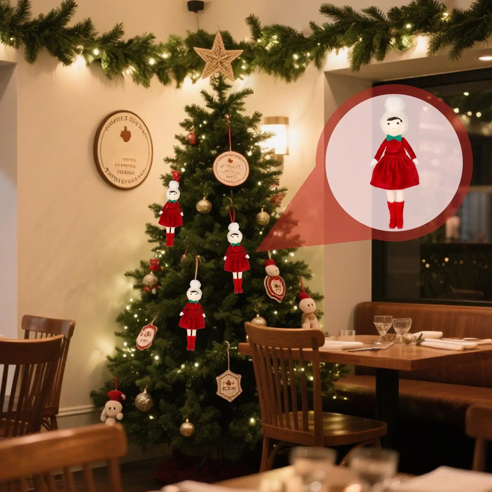 Christmas Tree Ornaments Christmas Tree Plush Pendant Toys Ornaments Cute Decor for Wreath Shelf Table Fireplace Window Entryway