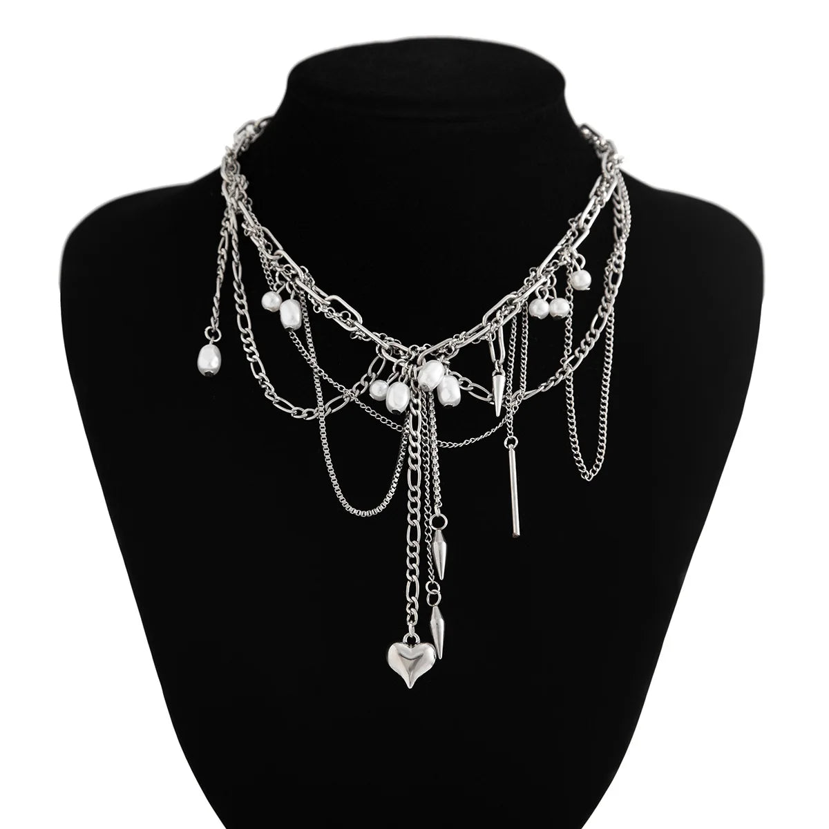 Rivet Pendant Jewellery Women Neck Jewelry Twine Gift Wholesale Fashion Necklace Accessories for Girls Alloy Chain Simple Tassel