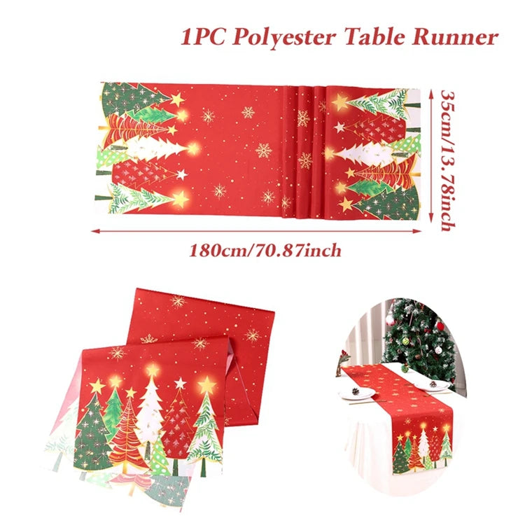 Christmas Table Runner Merry Christmas Decoration for Home Xmas Party Decor 2025 Navidad Notal Noel Ornament Happy New Year 2026