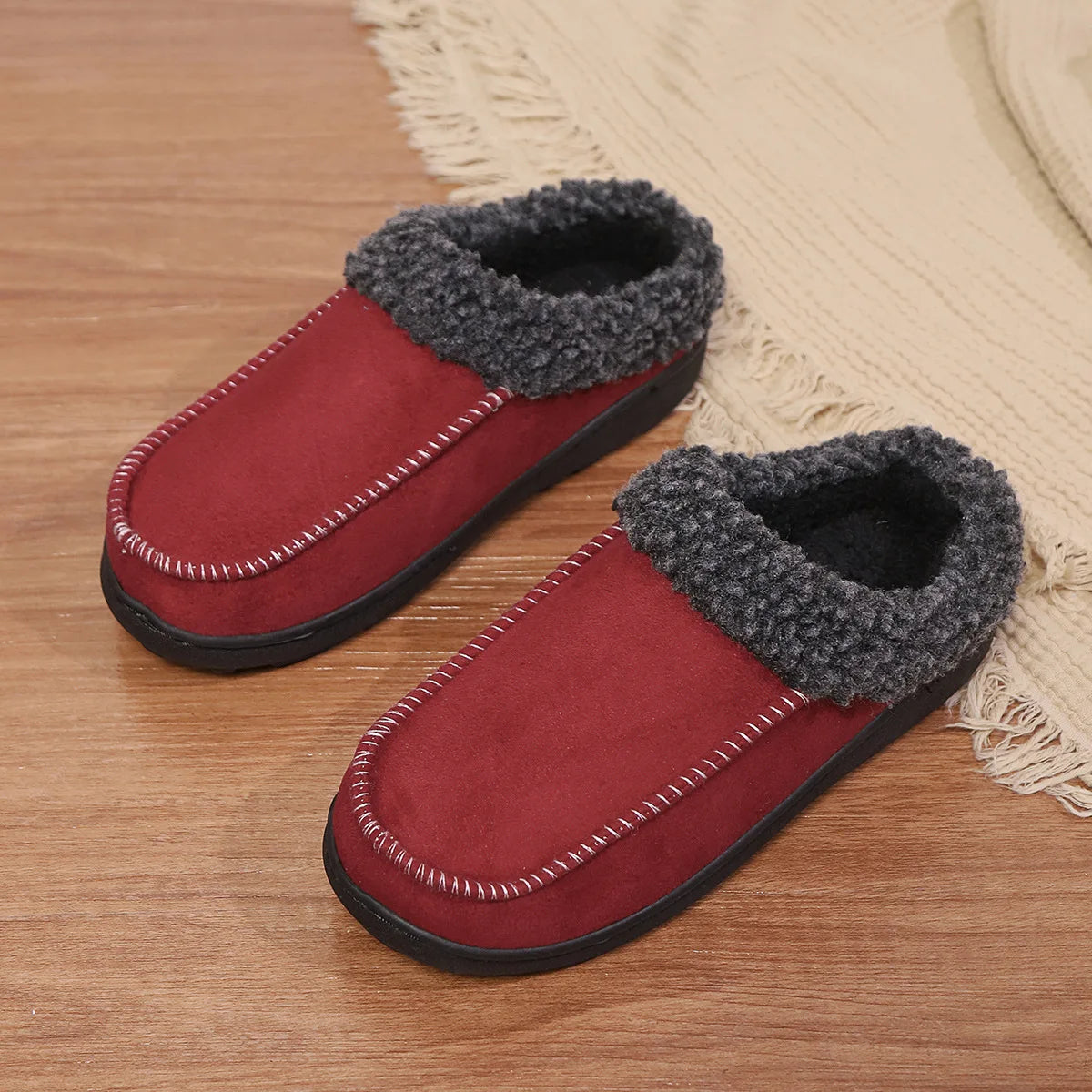 Slippers Men Winter Plush Warm Thick Sole Indoor Non-slip Women Couples Home Shoes Casual Platform Ankle Boots Loafers