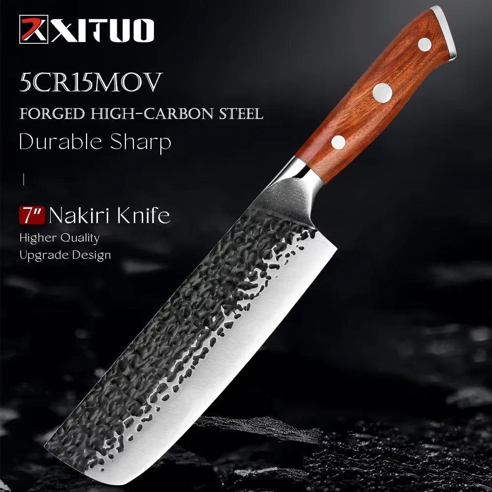 Kitchen Knife Set 1-6PCS Hand-forged high-carbon Steel Sharp Premium Japanese Knife Including Chef,Cleaver,Utility&Santoku Knife