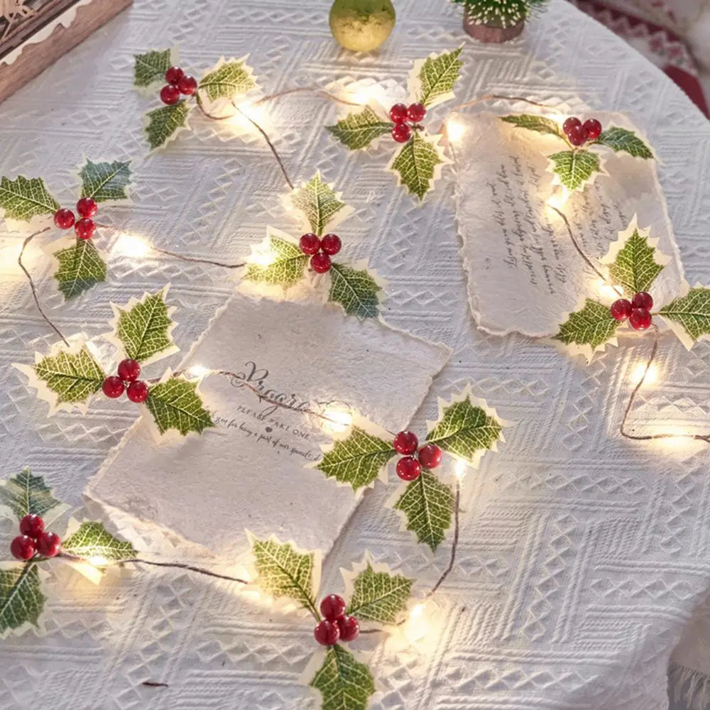 Berry Fireplace Decoration Xmas Supplies Poinsettia Flowers Christmas Garland Home Decor String Lights Christmas Decorations