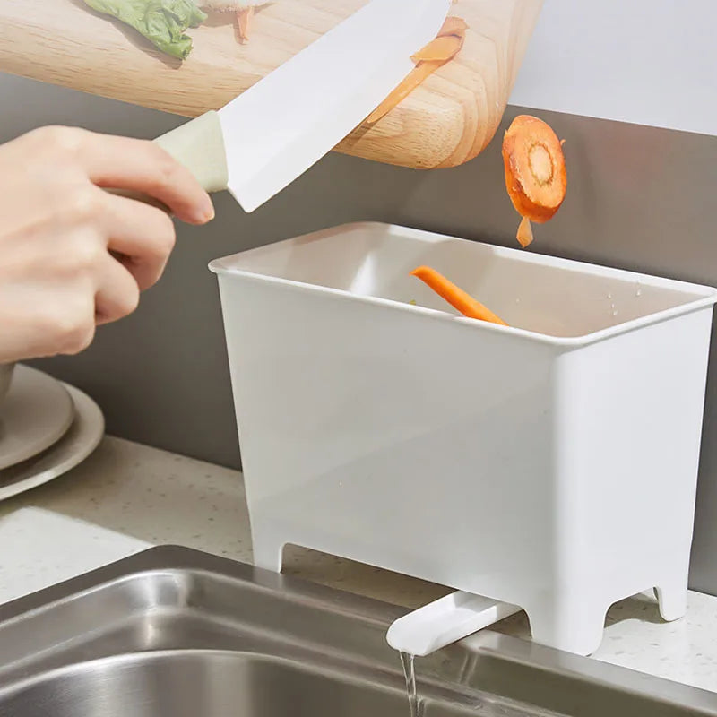Kitchen Waste Bin with Filter for Food Residue and Soup, Sink-side Recycling Bin