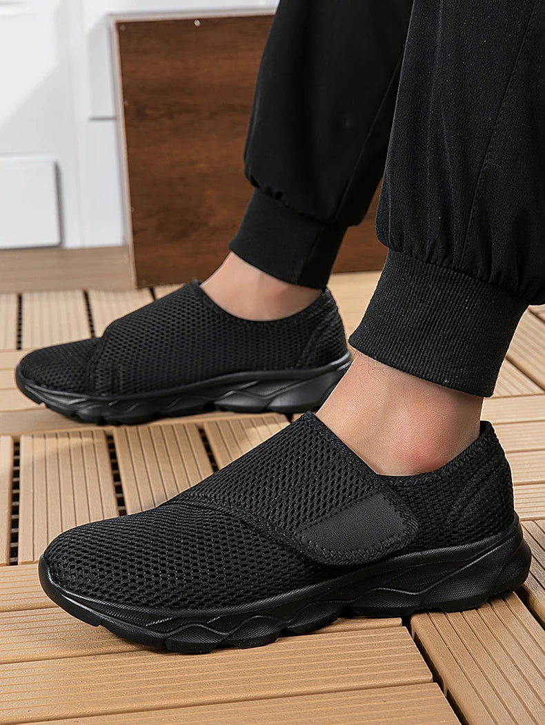 Sneakers Men Orthopedics Wide Feet Swollen Walking Casual Shoes Thumb Eversion Adjusting Soft Comfortable Light Man Shoes Black