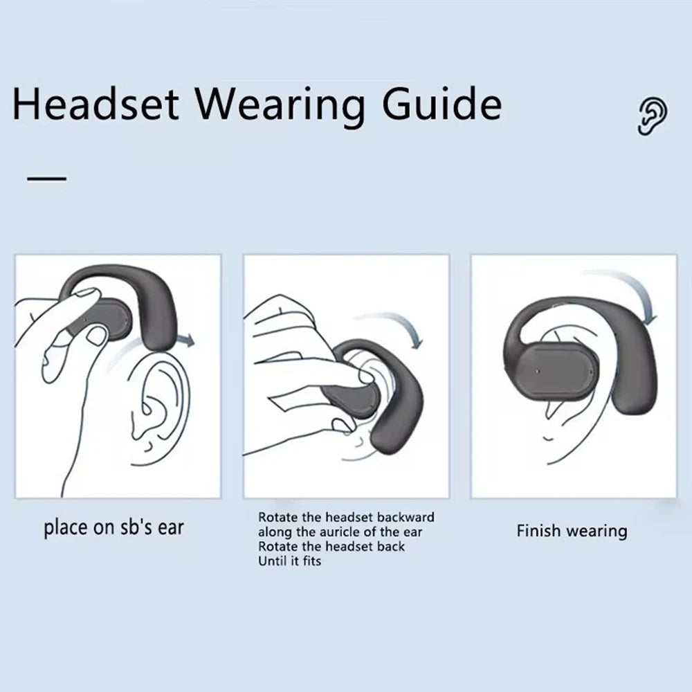 Bluetooth 5.4 Headphone Wireless Ear Hook Earphone LED HiFi Stereo Noise Reduction Clip Headset Waterproof Earbud For Phone New