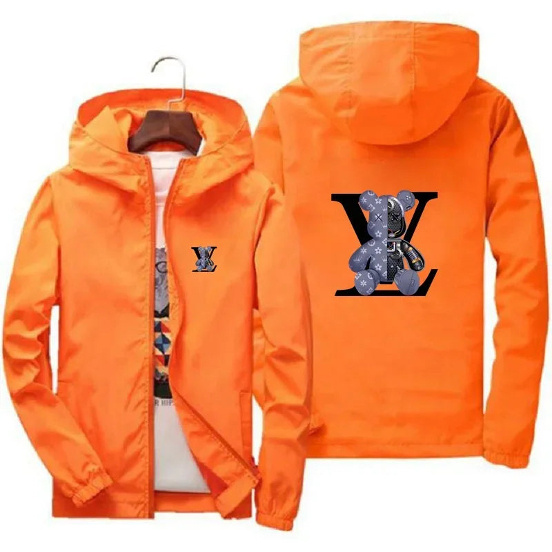 Men's jacket, large size 2025 autumn/winter high-quality fashionable jacket, new hooded windbreaker, fashionable print