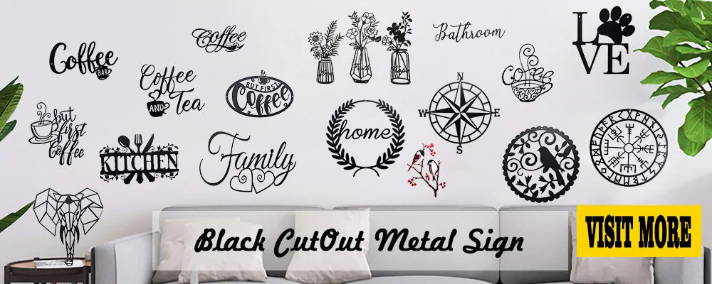 Kitchen Black Letter Metal Art Signs Wall Decor Rustic Plaque CutOut Kitchen Door Dining Room Decoration Home Decorative