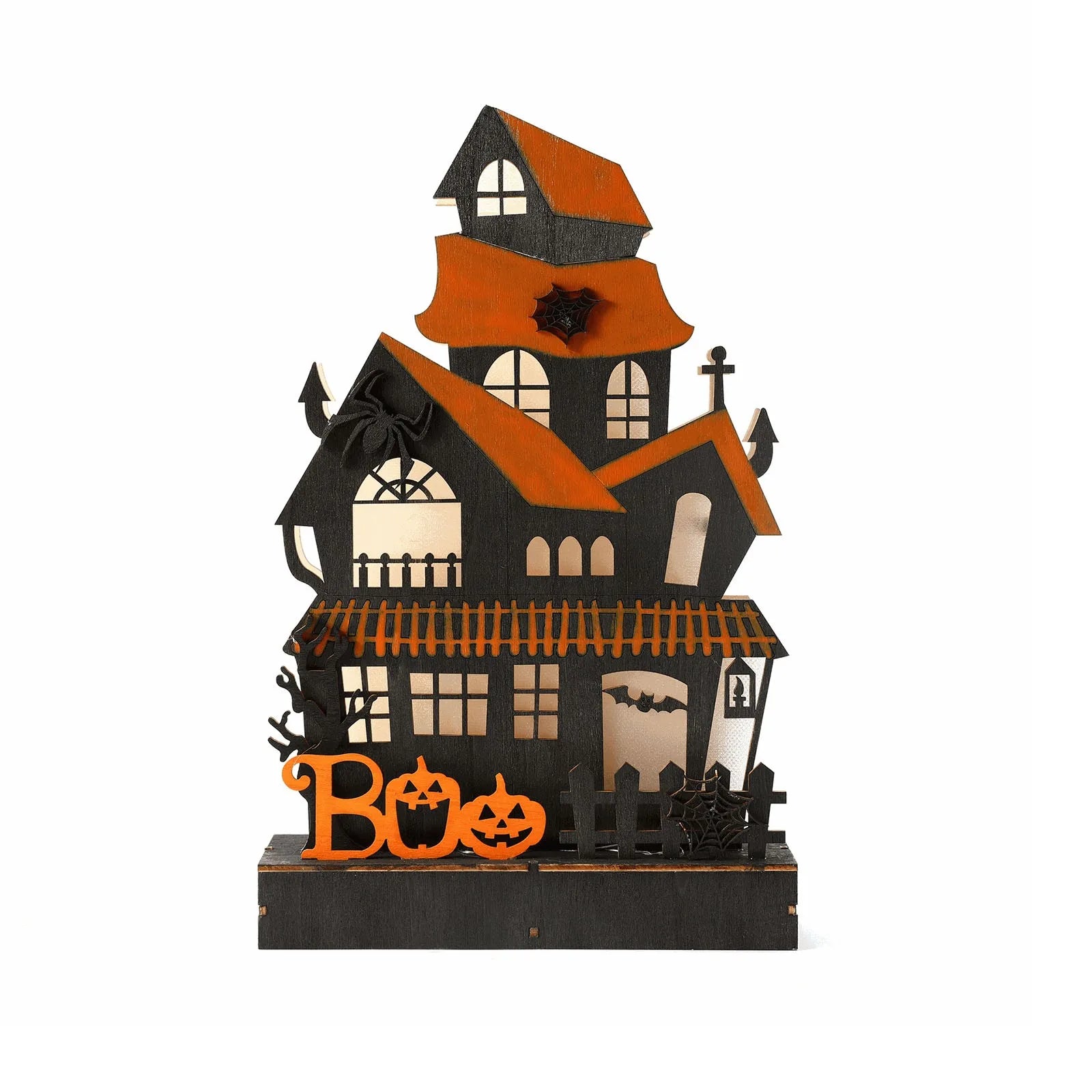 Halloween Wooden Table Lighting, Ghost Haunted House Luminous Ornaments, Halloween Table Decorations Halloween LiquidacióN