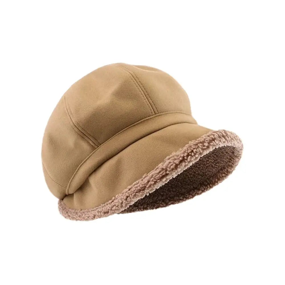 Winter Hats for Women Suede Bucket Hat Plus Velvet Lamb Hair Caps Outdoor Warm Thick Beret Wide Brim Windproof Cap Thick Hats