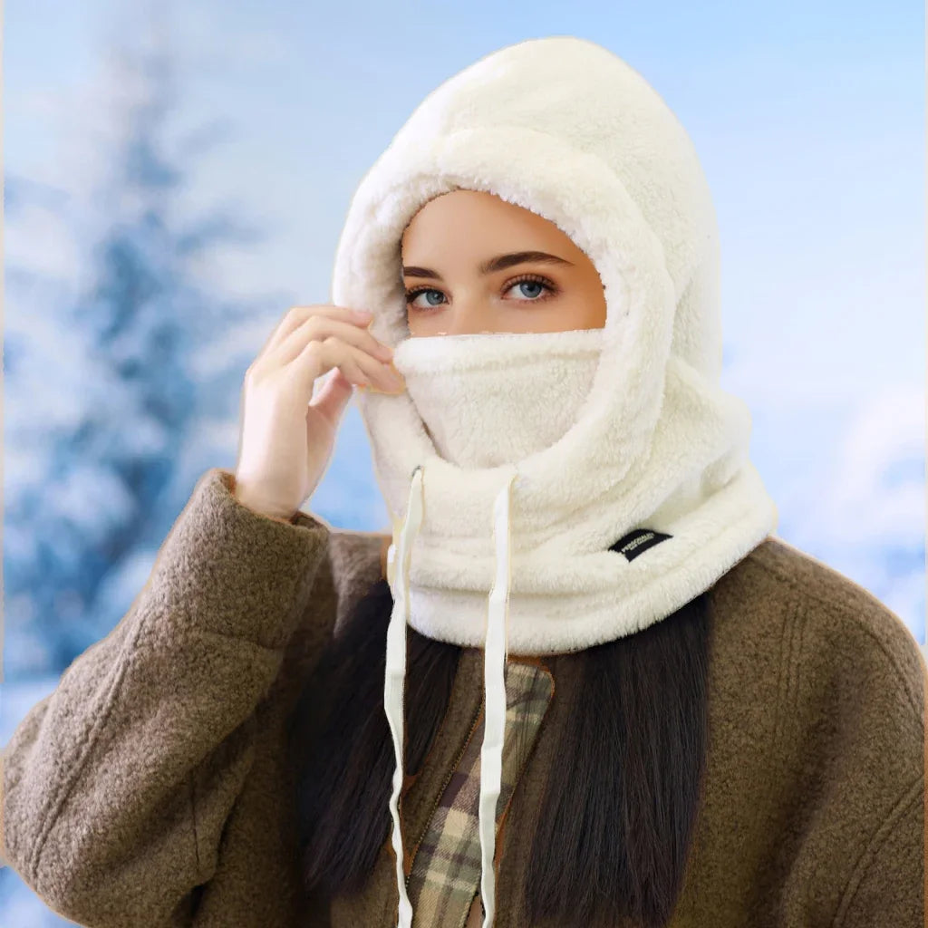 Adjustable Winter Balaclava Hat with Sherpa Hood and Windproof Ski Face Cover for Men and Women