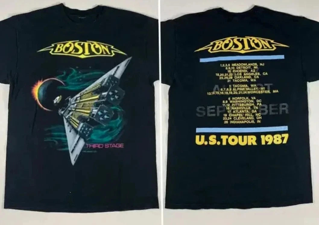 1987 Boston Rock Band Tour Men's and Women's T-shirts Heavyweight T-shirts for Men - Casual, Fashionable and Daily Wear