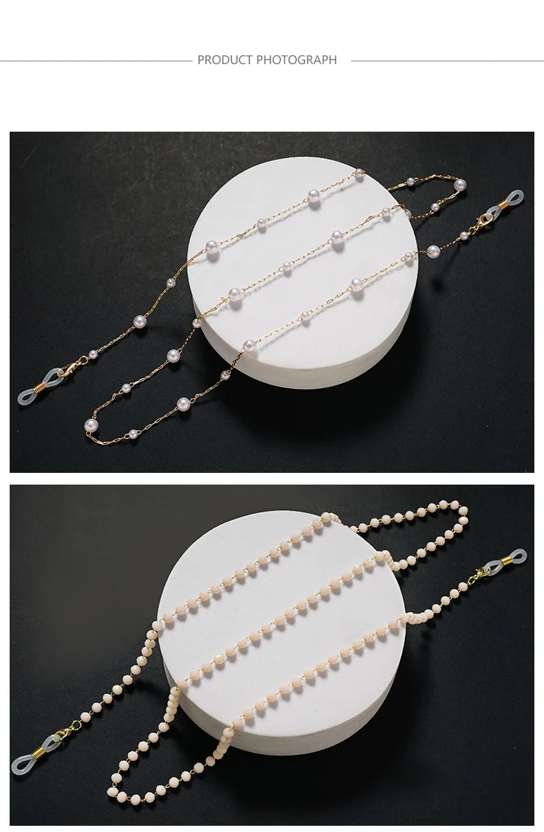 2022 New Eyeglasses Chains Women Sunglasses Holder Necklace Eyewear Retainer Accessories Pearls Sunglasses Chains Gold