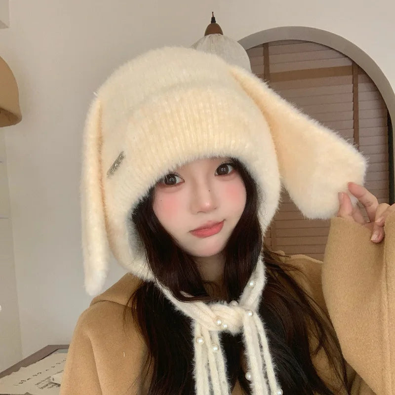 Winter Hat Thicken Ski Beanie Hat for Women Balaclava Spicy Girl Style Rabbit Girlfriend Hat Outdoor Warm Protection Accessories