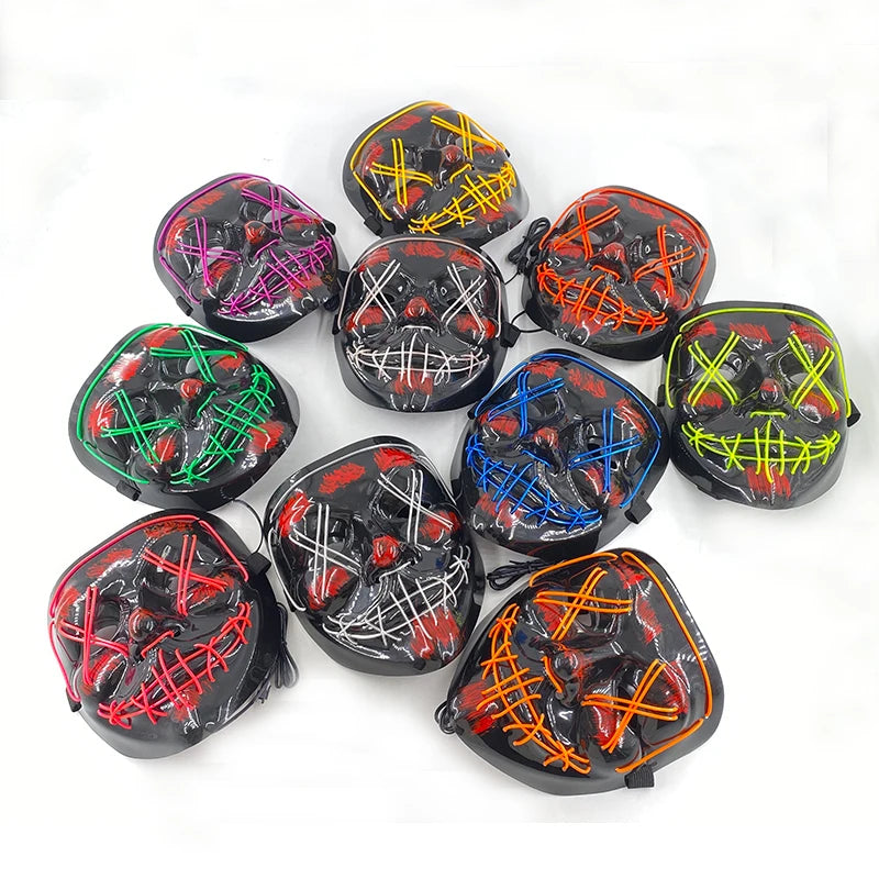 Halloween Letter V Horror Mask and colorful gloves Wireless Scary Glowing Mask for man women Festival party costume supplies