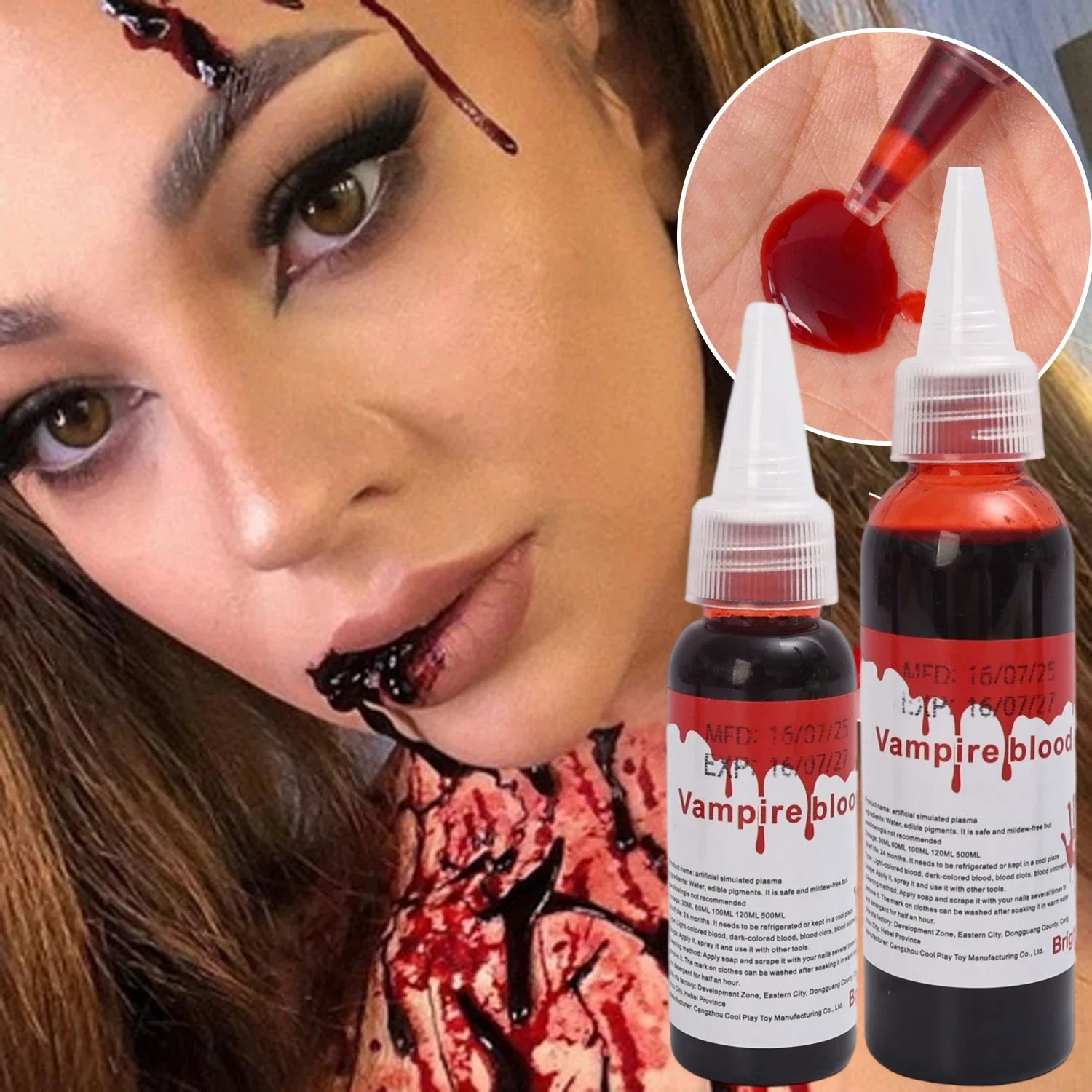 Halloween Fake Makeup Blood DIY Cosplay Prank Emulation Props Person Plasma Horror Festival Party Decorations 30/60/100/200ML