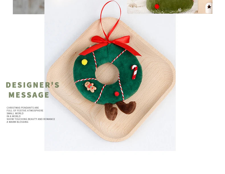 Christmas Decorations Christmas Tree Wreath Cake Wreath Shaped Plush Doll Ornament Holiday Decoration Home Decor for Christmas
