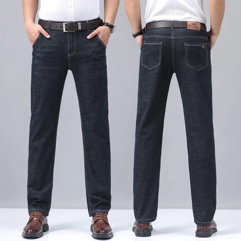 2024 Denim Jeans Casual Fashion Business Pants Classic New Arrivals Elastic Regular Fit Straight Trousers