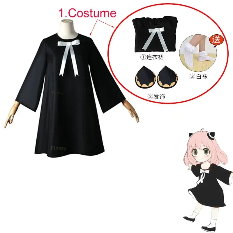 Halloween  X Familie Anya Vervalser Cosplay Kostuum Anime Cosplay   Volwassen Kleding Inclusief Sokken Duivel Hoorn Hoofddeksels