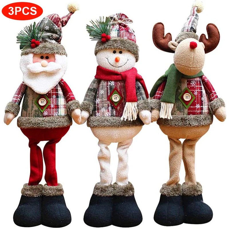 Christmas Dolls Tree Decor New Year Ornament Reindeer Snowman Santa Claus Standing Doll  Navidad Decoration Merry Christmas 2023