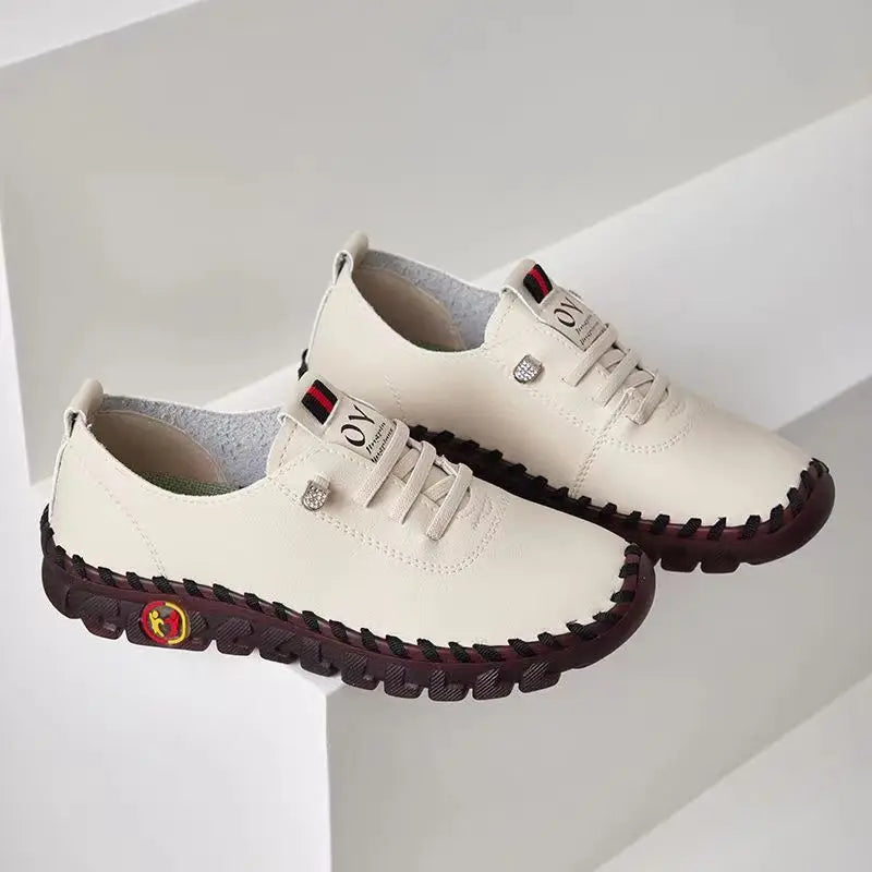 Spring Shockproof Orthopedic Shoes For Women Autumn Lace Up Flats Women's Loafers Ladies Comfort Moccasins Female Driver Shoes