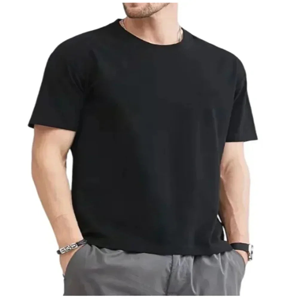 2025 New Men T Shirt Summer Cotton Tops Women Solid Color Blank Tshirts O-neck Round Collar Short-Sleeve Couple White Top Tees