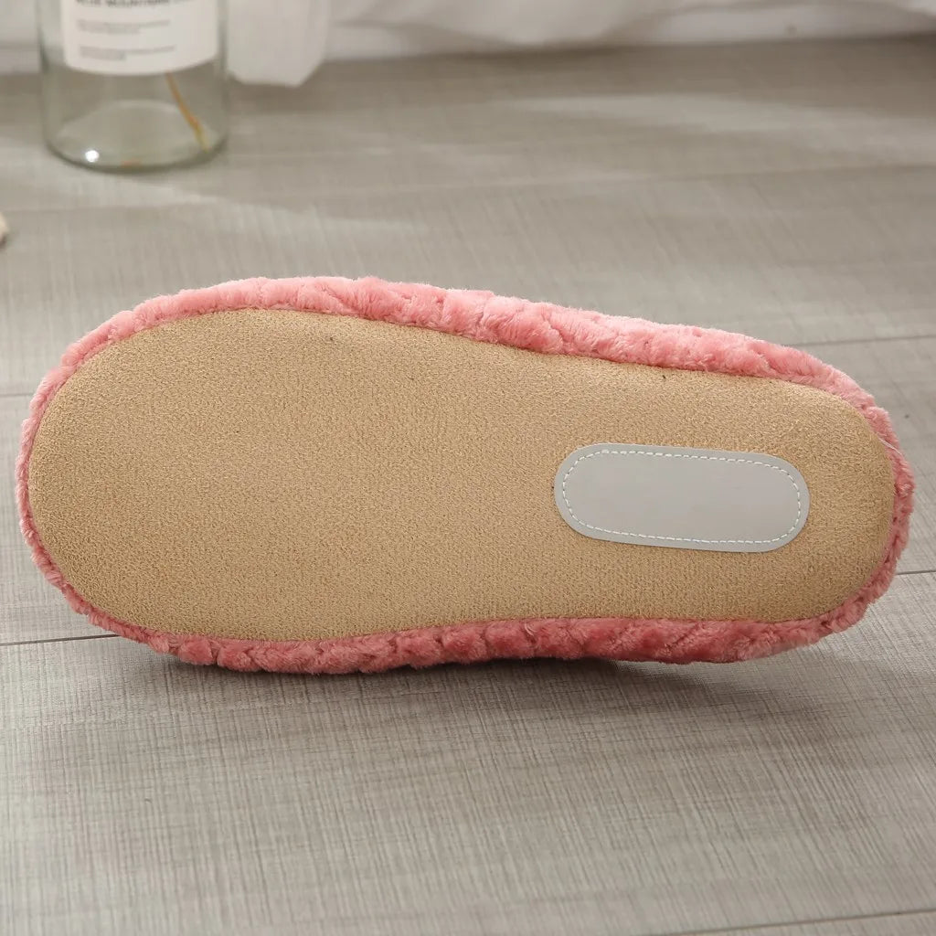Warm Slippers Woven Solid Color Slippers Plush Home Cotton Slippers Winter Indoor Leisure Home Cold Comfortable Simple