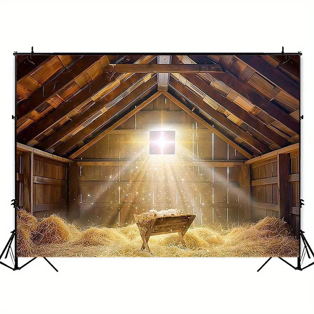 A Christmas manger scene background cloth, a photography prop for the Nativity of Jesus, and a biBible theme party decoration