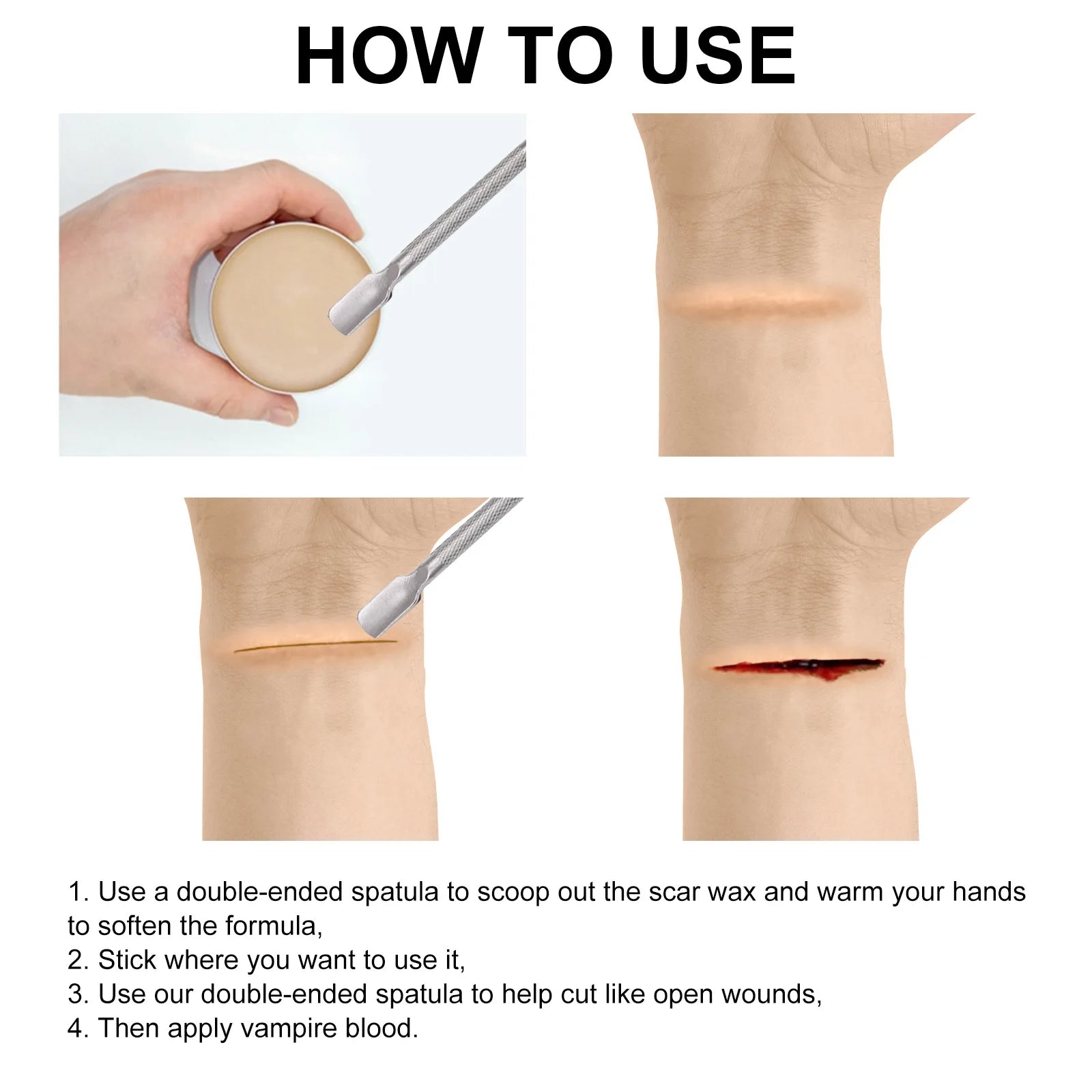 Halloween Special Effects Makeup Kit,Scar Wax with Spatula and Clotted Blood Gel,Fake Wound,Creepy Atmosphere Party Makeup Props