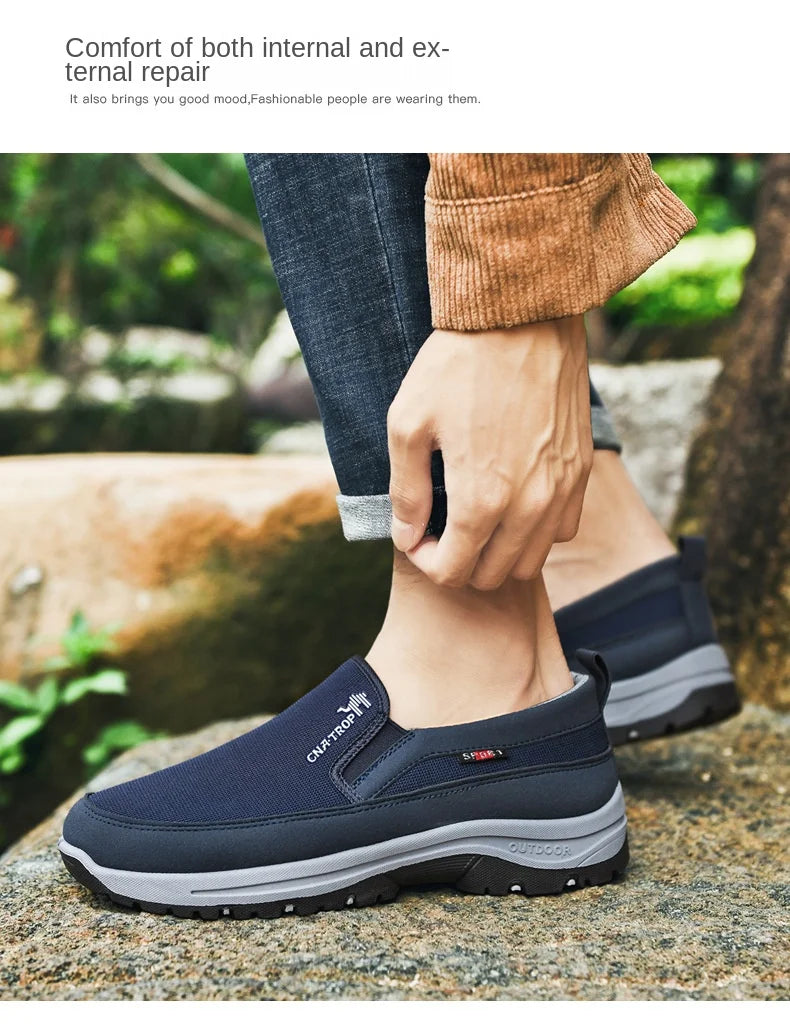 Men's Casual Shoes Classic Loafers Anti-slip Soft Sole Comfortable Men's Leather Sneakers Non-slip Retro Driving Shoes Plus Size