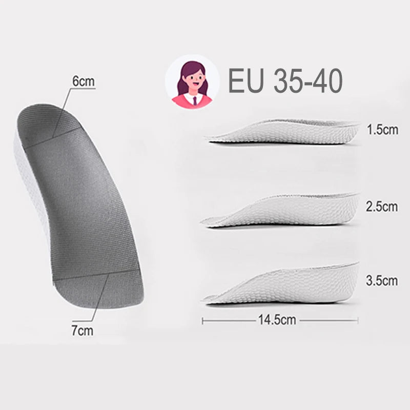 Arch Support Height Increase Insoles Half Pads Orthopedic Breathable Memory Foam 7 Points Lifts Shoe Pads Flat Feet Support