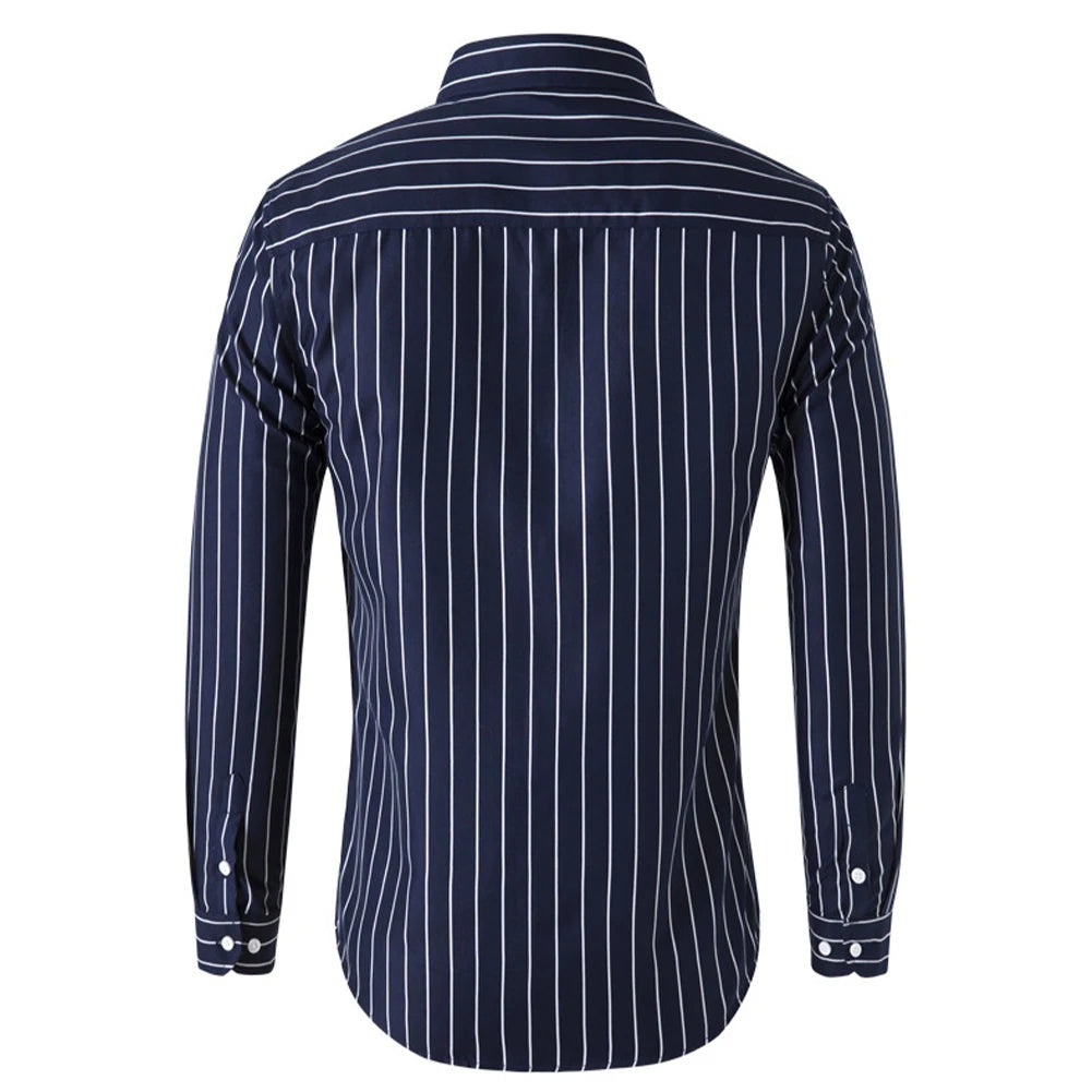 Fashion Men's Shirts And Blouses Striped Long Sleeve Single Breasted Slim Tops Lapel Party Social Shirt Clothing For Men