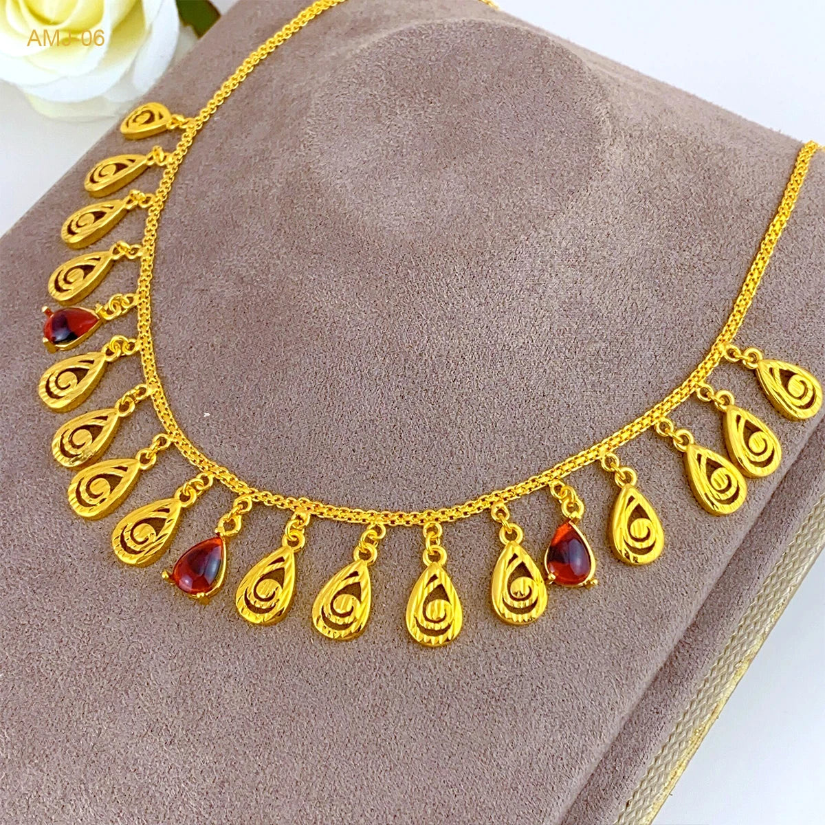 ANIID Dubai 24K Gold Plated Tassel Necklace For Women Bride Crystal Jewellery Italian Wedding African Party Gifts Wholesale