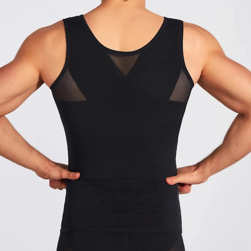 Compression Shirts for Men Slimming Undershirt Body Shaper Fitness Tank Tops Workout Sleeveless Shapewear Vest Mesh Cross Tops