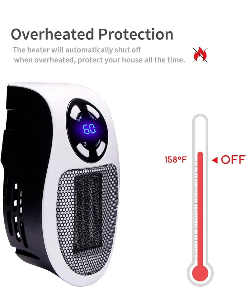 Portable Electric Heater Mini Radiator Plug in Wall Home Appliance with Remote Control Fast Heating Hand Warmer for Room Desktop