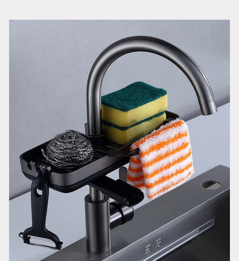Kitchen Faucet Rack  Kitchen Accessories Sponge Storage Rack Kitchen Sink Rack Holder Dishcloth Towel Rack Filter Basket