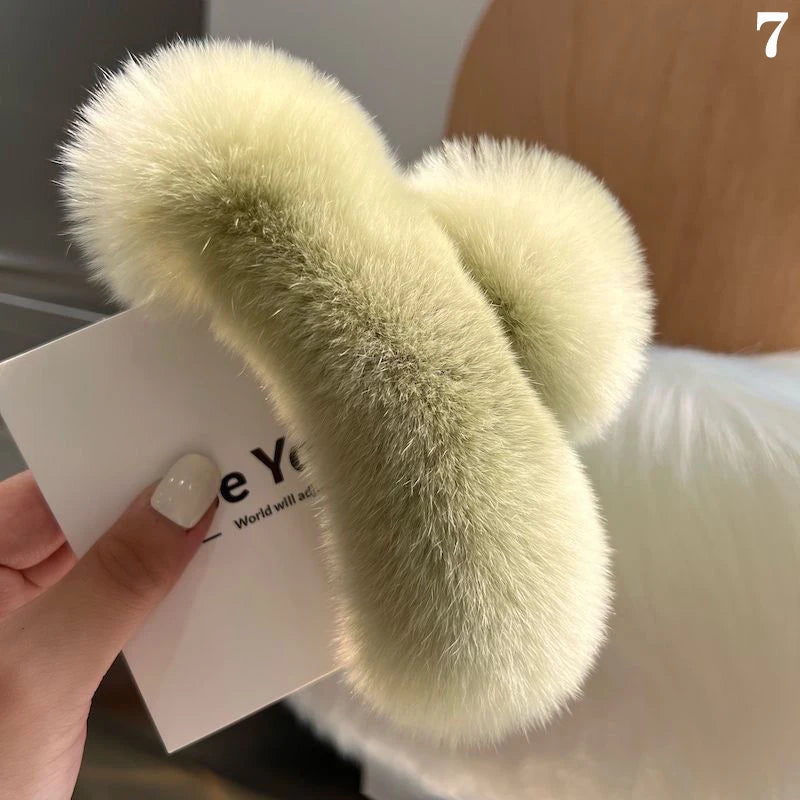 Winter Faux Fur Hair Claw Rabbit Hair Hairpins Plush Hair Clip Barrette Crab Headwear For Women Girls Hair Accessories
