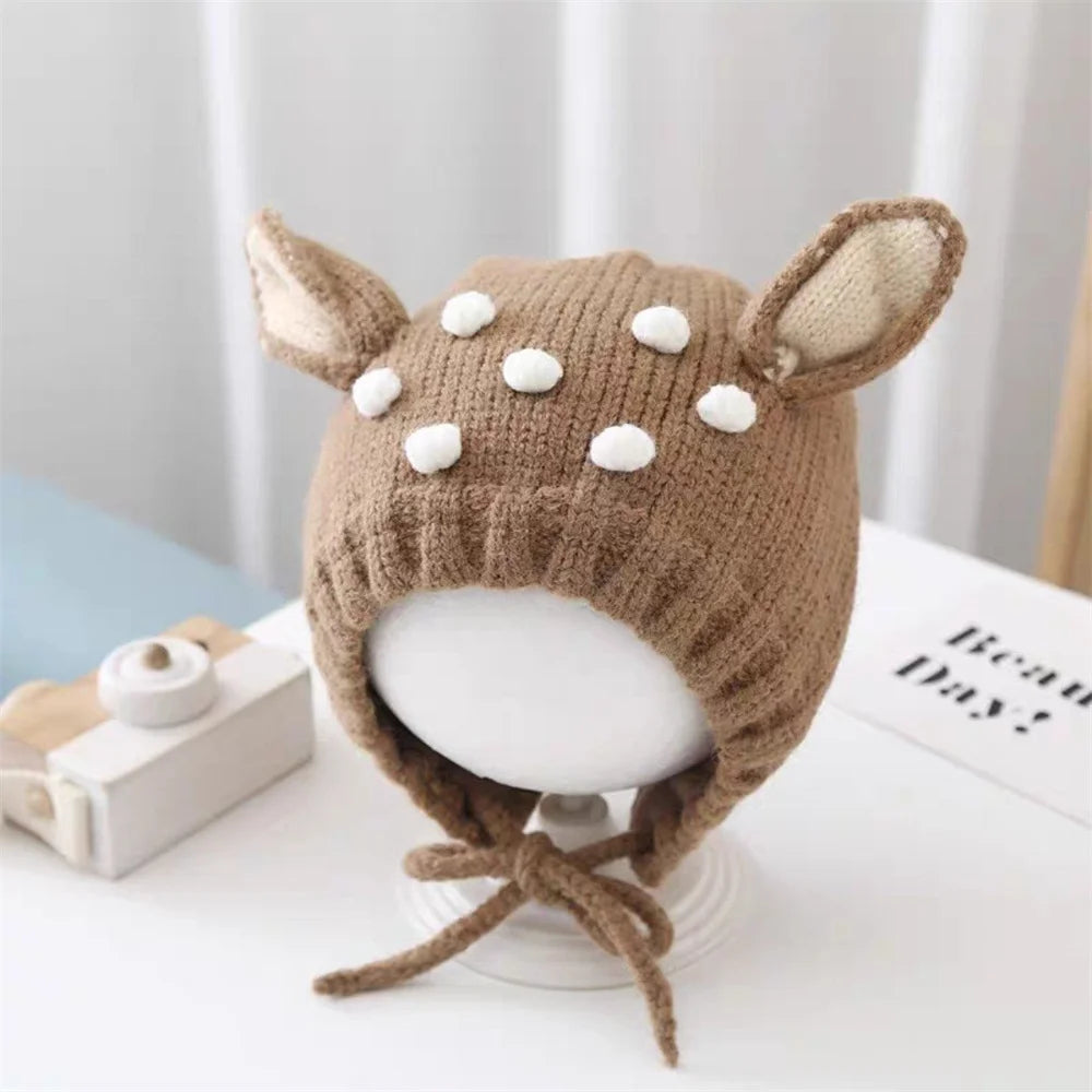 Winter Baby Stuff Hat for Boy Girls Accessories Knited Cap Kids Hat Fleece Warm Gloves Thick Winter Ear Kids Hat Baby Bonnet