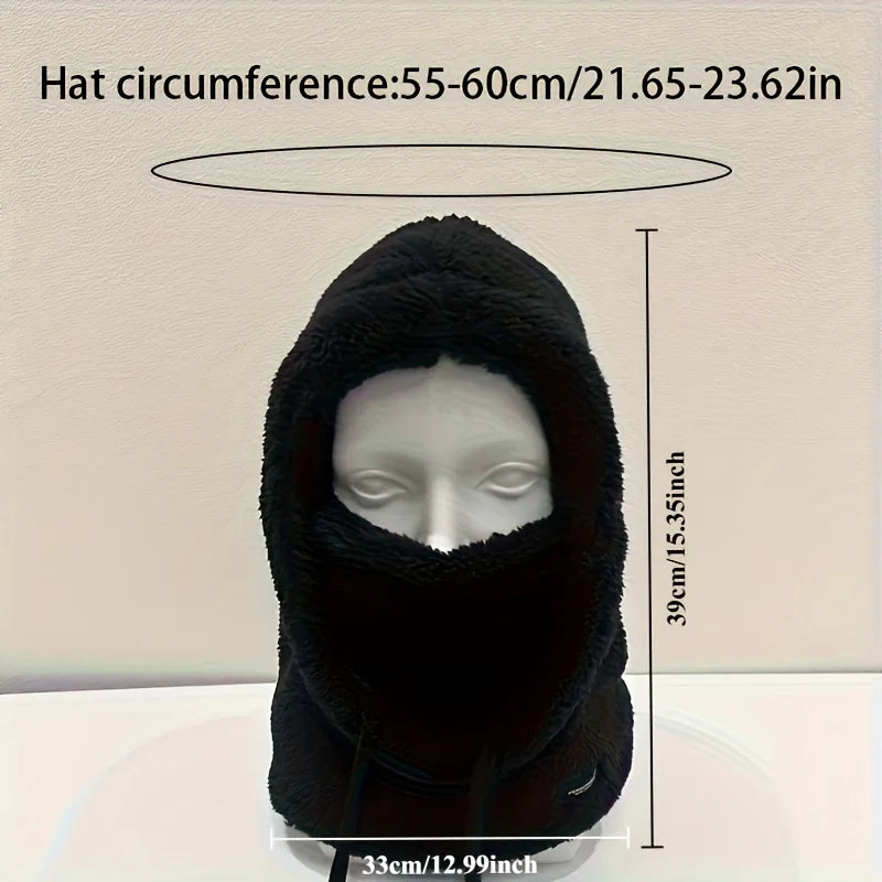 Winter plush winter cap - Elastic drawstring closure, lightweight and warm for cycling, skiing, outdoor activities. Solid color