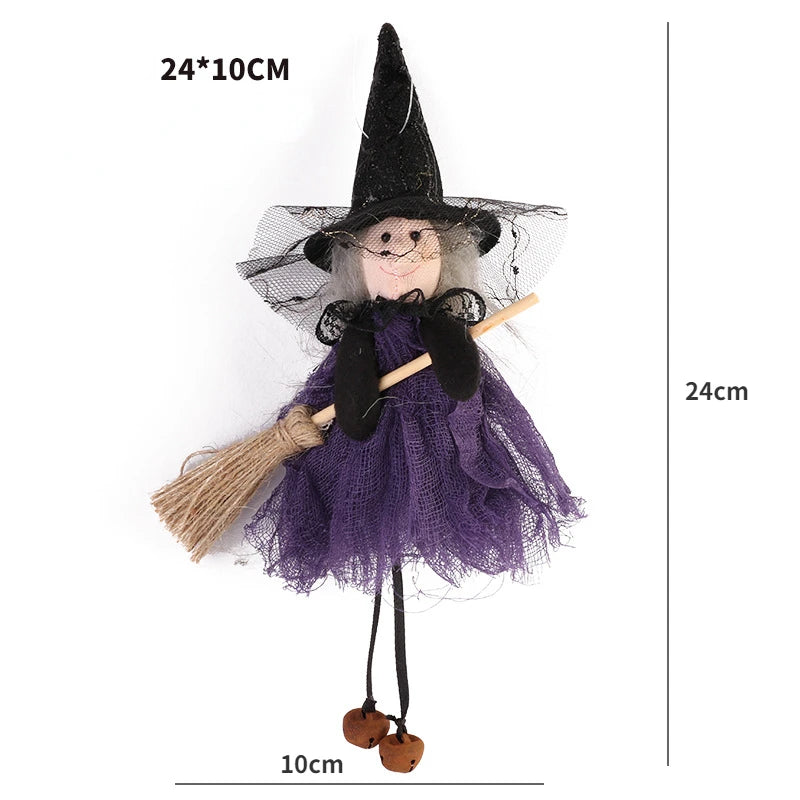 Halloween Ghost Festival Witch Figurine Hanging Doll DIY Decoration Pendant Ornaments for Party Haunted House Decorate Props