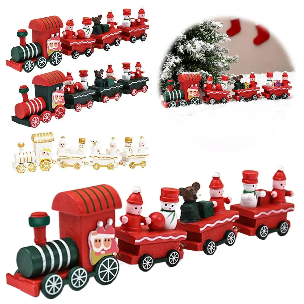Christmas Wooden Train Merry Christmas Decorations For Home Cristmas Party Ornament Xmas Navidad Noel Gifts Happy New Year
