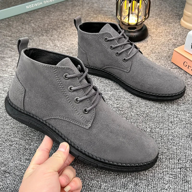 2025Men's Shoes High-top Casual Shoes High Quality Suede Chelsea Boots Fashion British Ankle Boots Business Oxfords Dress Shoes