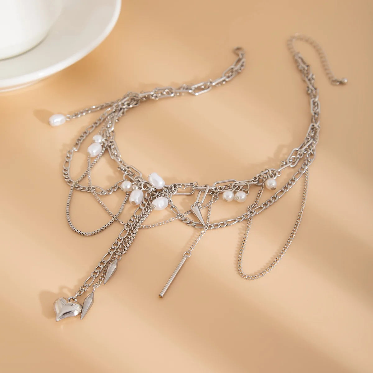 Rivet Pendant Jewellery Women Neck Jewelry Twine Gift Wholesale Fashion Necklace Accessories for Girls Alloy Chain Simple Tassel