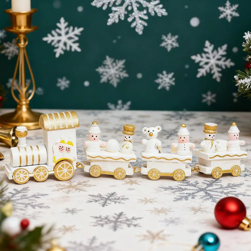 Christmas Wooden Train Merry Christmas Decorations For Home Cristmas Party Ornament Xmas Navidad Noel Gifts Happy New Year