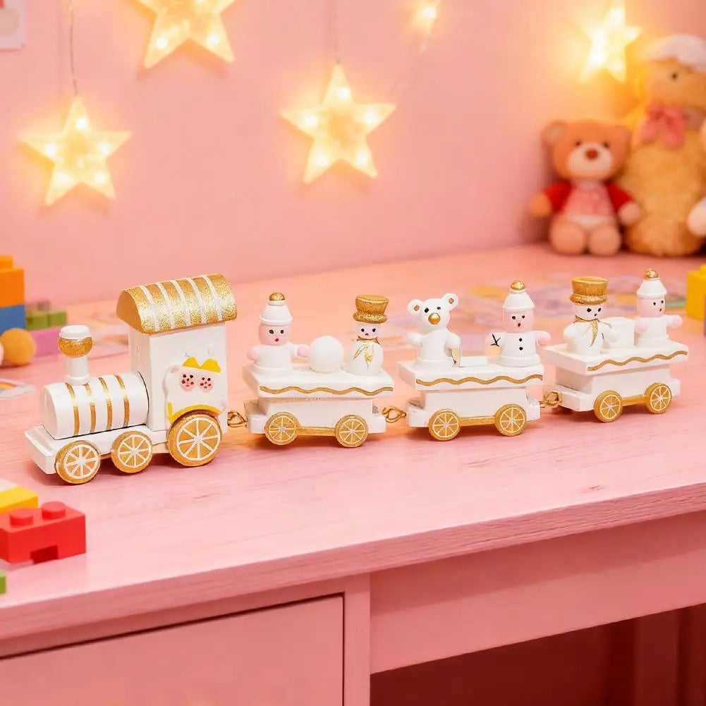 Christmas Wooden Train Merry Christmas Decorations For Home Cristmas Party Ornament Xmas Navidad Noel Gifts Happy New Year