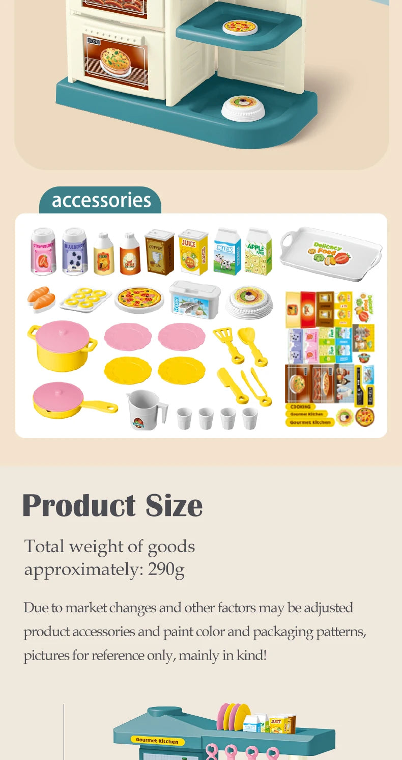 Kids Play Kitchen Accessories, Playset Toys Kitchen Foods Pans Milk Pots Breads Fork for Kid 3+ Boys and Girls